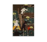Social Realism Art Prints of Pool Parlor by Jacob Lawrence 1942 - Featuring Billiards Scene with Players And Hanging Lights for Home Wall Decor Wall Art Aesthetic Canvas Painting Picture Living Room D