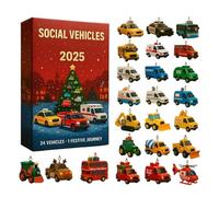 Social Vehicles Advent Calendars, Christmas Countdown Calendar, Vehicles Toy Christmas Countdown Calendar,2d Acrylic Party Favor Hangable Ornament For Holiday Toddler Kids Teens Girls Family