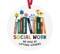 Social Work Appreciation Gift Christmas Ornament Gifts Social Worker Graduation Gift Thank You Gifts for Volunteer Colleague Friends Birthday Ceramic Ornament Keepsake