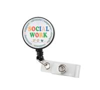 Social Work Badge Reel Retractable ID Badge Holder with Clip for Social Worker Gifts Thank You Gifts (Social Work Badge Reel)