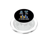 Social Work Peace Symbol Heart Leopard Print PopSockets PopGrip for MagSafe