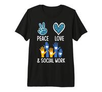 Social Work Peace Symbol Heart Leopard Print Premium T-Shirt