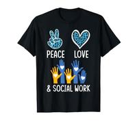 Social Work Peace Symbol Heart Leopard Print Value Graphic T-Shirt