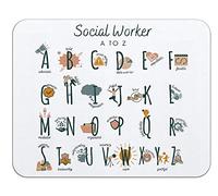 Social Worker Alphabet Mousepad 11.8" x 9.8" Non-Slip Rubber Base Square Mouse Pads for Computers Laptop Social Worker Office Home Desk Decor,Social Worker Appreciation Gifts