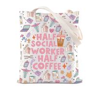 Social Worker Appreciation Tote Bag MSW Graduation Gift Social Work Month Reminders Gift Volunteer Handbag (HALF-SOCIAL T UK)