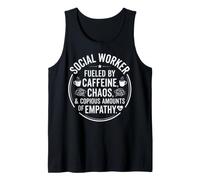 Social Worker Caffeine Chaos & Empathy Distressed Circle Art Tank Top