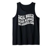 Social Worker Chaos Manager Accidental Hero Retro Wavy Desig Tank Top