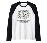 Social Worker Christmas Light I'm Fine Everything is Fine Raglan Baseball Tee