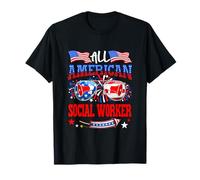 Social Worker Costume American 4th July US Flag Sunglasses T-Shirt