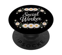 Social Worker Floral Retro Appreciation Professional PopSockets Adhesive PopGrip