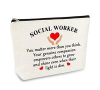 Social Worker Gift Cosmetic Bag Volunteer Colleague Social Work Thank You Gift Appreciation Gift Makeup Bag Christmas Birthday Gift for Social Worker Nurse Teacher Retirement Gift Travel Toiletry Bag