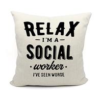 Social Worker Gifts for Women Throw Pillow Cover, Ideas for Social Work, Graduation, Office Gift Exchange Gift, Gifts for Worker, 18 x 18 Inch Cushion Cover for Sofa Couch Bed