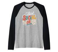 Social Worker Heart Hands School Staff Counseling Raglan Baseball Tee