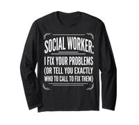 Social Worker I Fix Your Problems Vintage Typography Design Long Sleeve T-Shirt