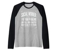 Social Worker I Fix Your Problems Vintage Typography Design Raglan Baseball Tee