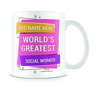 Social Worker Mug - Worlds Greatest design - Personalised Work Gift - Pink