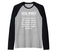Social Worker Red Flags Definition Funny Typography Design Raglan Baseball Tee