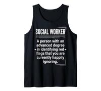 Social Worker Red Flags Definition Funny Typography Design Tank Top