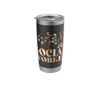 Social Worker Retro Flowers Stainless Steel Insulated Tumbler