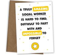 Social Worker Thank You Card - Impossible to Forget - Appreciation Card for Social Worker to Express Thanks to Him or Her - Leaving, Retirement