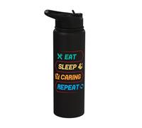 Social Worker Tshirt Eat Sleep Caring Social Work Stainless Steel Insulated Water Bottle