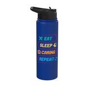 Social Worker Tshirt Eat Sleep Caring Social Work Stainless Steel Insulated Water Bottle