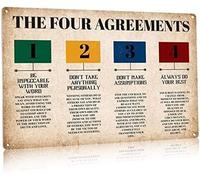 Social Workers Retro Metal Tin Signs The Four Agreements Typographic Posters Inspirational Plaque Decorations Home Office Bedroom Wall Decor 8x12inch