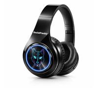 SocialFreddy Pulse Wireless Bluetooth On-Ear Headphones with Color-Changing LED Light Ring, Deep Bass Stereo Sound, Foldable Design, USB-C Charging, EVA Case, AUX Cable & Keychain