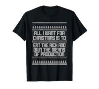 Socialist Christmas Means of Production Eat The Rich Holiday T-Shirt