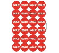 Socialist Circular Matt Paper Stickers A4 Sheet of 24 (Each Sticker is 45mm Diameter)