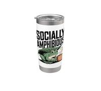 Socially Amphibious Frog Introvert Humor Coffee Stainless Steel Insulated Tumbler