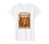 Socially Anxious Pumpkin Club Cozy Fall Coffee Value Graphic T-Shirt, Women, White, L