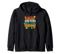Socially Awkward But Still Friendly - Floral Groovy Zip Hoodie