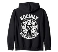 Socially Awkward Cute Introvert Cat Meme Anti-Social Club Zip Hoodie