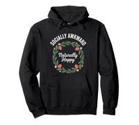 Socially Awkward Naturally Happy Floral Introvert Aesthetic Pullover Hoodie