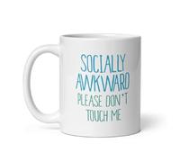 Socially Awkward Please Don’t Touch Me Coffee Mug - Funny Introvert Gift for Work, Friends or Coworkers - Sarcastic Office Mug for Anti-Social Humor Lovers, Ceramic Cup for Home or Desk.