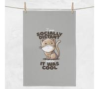 Socially Distant Cat Tea Towel