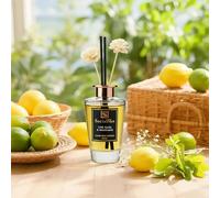 SocialSkn Luxury Reed Diffuser 200ml - Lime Basil & Mandarin | Inspired by J- Malone | Premium Scented Oil with 8 Reeds & 2 Decorative Flowers | Long-Lasting Fragrance 6-9 Months | Elegant Gift Idea