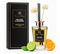 SocialSkn Reed Diffuser | 200ml | Pomegranate Noir | Reed Diffuser for Home | Premium Scented Oil with 8 Reeds & 2 Decorative Flowers | Long Lasting Home Fragrance & Gift | Inspired by J-Malone