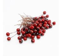 Sociaooil 100Pcs Artificial Holly Berries Stems - Realistic Foam Red Berries on Bendable Wire for Christmas Wreath Making, Tree Ornaments, Xmas Crafts & Party Decorations