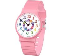 SOCICO Kids Analog Watch Boys Girls Watch, 30M Waterproof Sports Watches for Teen for Ages 8-16, Easy to Read Children's Watch Kids Great Birthday Gifts Christmas Day (Pink - Colorful Dial)