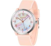 SOCICO Nurses Watch for Nurses, Doctors, Medical Professionals, Students, Easy to Read Dial, 50M Waterproof Women's Men Medical Analog Watch with Second Hand, Soft Breathable Silicone Band, Pink -