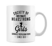 Society of Obstinate Headstrong Girls Mug - Pride and Prejudice - Bookish Gift for Readers - Literary Mug - Gift for Bookworms - Teacher Gift - Romance Book Present - Secret Santa