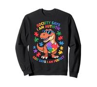 Society Says I Am Autistic God Says I Am Loved Dino Puzzle Sweatshirt