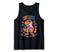 Society Says I Am Autistic God Says I Am Loved Dino Puzzle Tank Top
