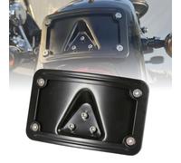 SoCiMa 3 Hole Curved Laydown License Plate Mount with Frame Compatible with Harley Davidson Replace# 3148 (Black)
