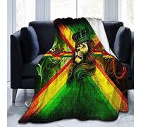 Socira Fleece Throw Blanket, Jamaican Flag King Rasta Lion for All-Season, Comfy Camping Lap, Super Soft Thin Noon Break for Office Home Car 40''X50''