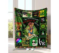Socira Sherpa Flannel Blanket for All Seasons - Marijuana Gift - 152.4 x 203.2 cm