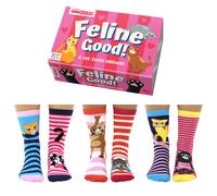 Socks For Women Box Of 6 Feline Good United Oddsocks Gift Ladies Adult UK 4-8