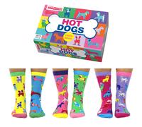 Sock Academy - HOT DOGS 6 Odd Socks Gift Box - United Oddsocks - UK 4-8 EUR 37-4